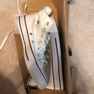 white high top converse, never worn, way too big!